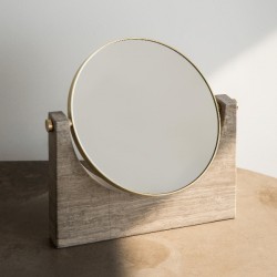 Audo Copenhagen Pepe Marble Mirror Brass, Honed Brown