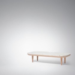 &Tradition Fly Rectangular Table White Oiled Oak white pigmented oil. Honed Bianco Carrara marble