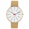 Arne Jacobsen Bankers Watch white Dial, Gold Mesh 