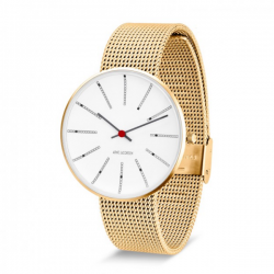 Arne Jacobsen Bankers Watch white Dial, Gold Mesh 