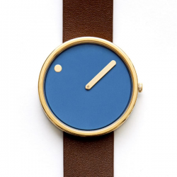 Rosendahl Picto Dusty Blue Dial Dark Brown Leather Strap Watch 