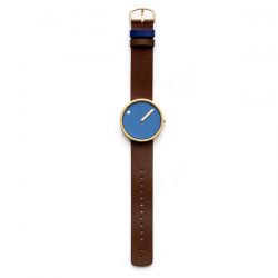 Rosendahl Picto Dusty Blue Dial Dark Brown Leather Strap Watch 