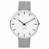 Arne Jacobsen Bankers White Dial, Silver Mesh 