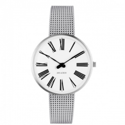 Arne Jacobsen Roman Watch White Dial, Steel Mesh