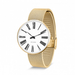 Arne Jacobsen Roman Watch white Dial, Gold Mesh 