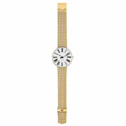Arne Jacobsen Roman Watch white Dial, Gold Mesh 
