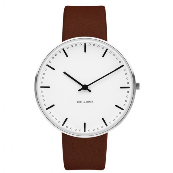 Arne Jacobsen City Watch White Dial, Brown Leather