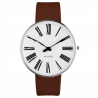 Arne Jacobsen Roman Watch White Dial, Brown Strap