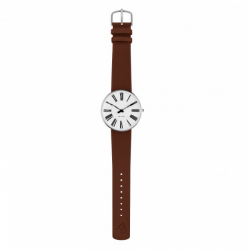 Arne Jacobsen Roman Watch White Dial, Brown Strap