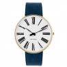 Arne Jacobsen Roman Watch White Dial, Gold Case, Blue Leather