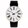 Arne Jacobsen Roman Watch White Dial, Gold Case, Black Leather