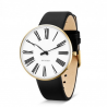 Arne Jacobsen Roman Watch White Dial, Gold Case, Black Leather