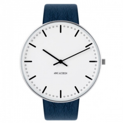 Arne Jacobsen City Hall Watch White Dial, Blue Leather