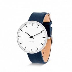 Arne Jacobsen City Hall Watch White Dial, Blue Leather