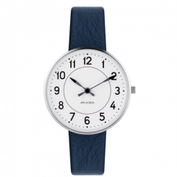 Arne Jacobsen Station Watch White Dial, Blue Leather