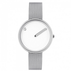 Picto Watch White, Steel Mesh