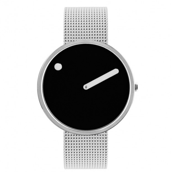 Picto Watch Black, Steel Mesh