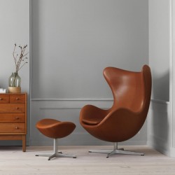 Fritz Hansen Egg Lounge Chair Leather and footstool