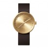 LEFF amsterdam Tube Watch D38 – Brass with brown leather strap