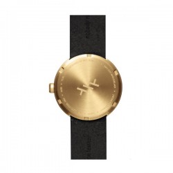 LEFF amsterdam Tube Watch D38 – Brass with black leather strap