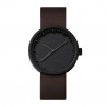 LEFF amsterdam Tube Watch D38 – Black with brown leather strap.