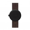 LEFF amsterdam Tube Watch D38 – Black with brown leather strap.