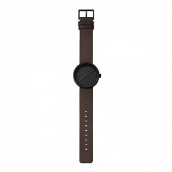 LEFF amsterdam Tube Watch D38 – Black with brown leather strap.