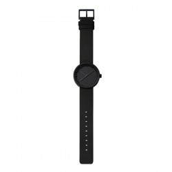 LEFF amsterdam Tube Watch D38 – Black with black leather strap