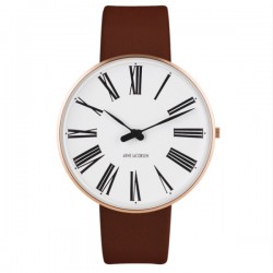 Arne Jacobsen Roman Watch White Dial, Gold Case, Brown Leather