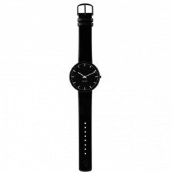 Arne Jacobsen City Hall Watch Black Dial and Frame , Black Strap 