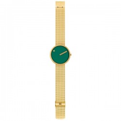 Picto Watch Dusty Green Dial,Gold Mesh 