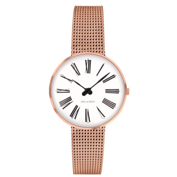 Arne Jacobsen Roman Watch 30cm Rose Gold/Mesh