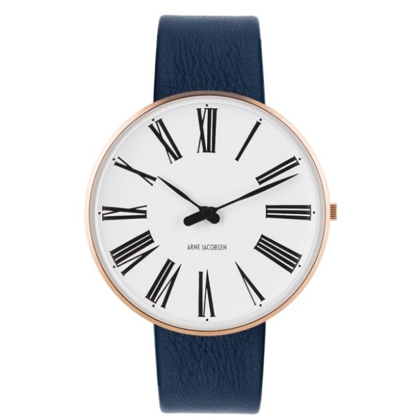 Arne Jacobsen Roman Watch Rose Gold Blue Strap 