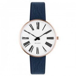 Arne Jacobsen Roman Watch Rose Gold Blue Strap 