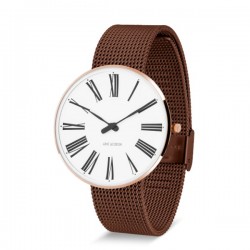 Arne Jacobsen Roman Watch White Dial, Rose Gold, Matt Copper Mesh