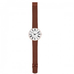 Arne Jacobsen Roman Watch White Dial, Rose Gold, Matt Copper Mesh