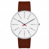Arne Jacobsen Bankers Watch White Dial, Brown Leather
