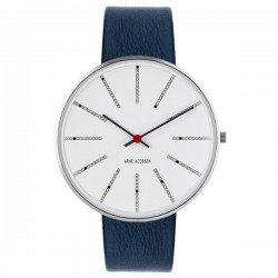 Arne Jacobsen Bankers Watch White Dial, Blue Strap