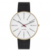 Arne Jacobsen Bankers Watch Gold Dial, Black Mesh