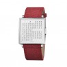 Biegert & Funk QLOCKTWO  W35 Pure White French Grain Leather Red Watc