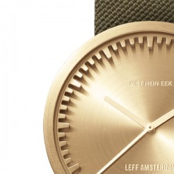 LEFF amsterdam tube watch D42 – brass with green cordura strap 