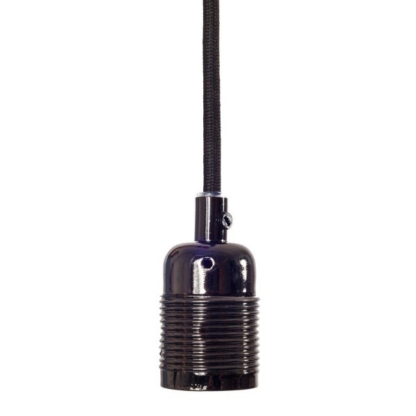 Frama E27 Pendant Black Chrome, Black Cable 