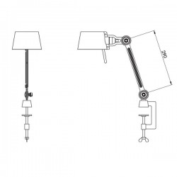 Tonone Bolt Desk Lamp 2 Arm Small Clamp