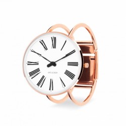 Arne Jacobsen Roman Bangle Watch White Polished Rose Gold 