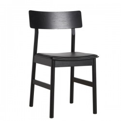 Woud Pause Dining Chair w/ black leather seat