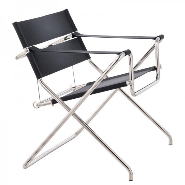 Tecta D4 Bauhaus Folding Chair Saddle Leather Black (laced in the Back)