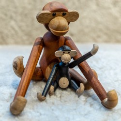 Kay Bojesen Small Teak Monkey & Mini Dark Stained Oak Monkey Offer