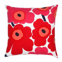 Marimekko Pieni Unikko cushion cover 50 x 50 cm, White/Red